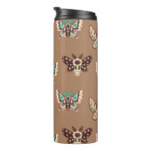 Cute Kawaii Chibi Moths on Coffee Tan Thermosbeker (Geroteerd rechts)