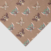 Cute Kawaii Chibi Moths on Coffee Tan Tissuepapier (Detail)
