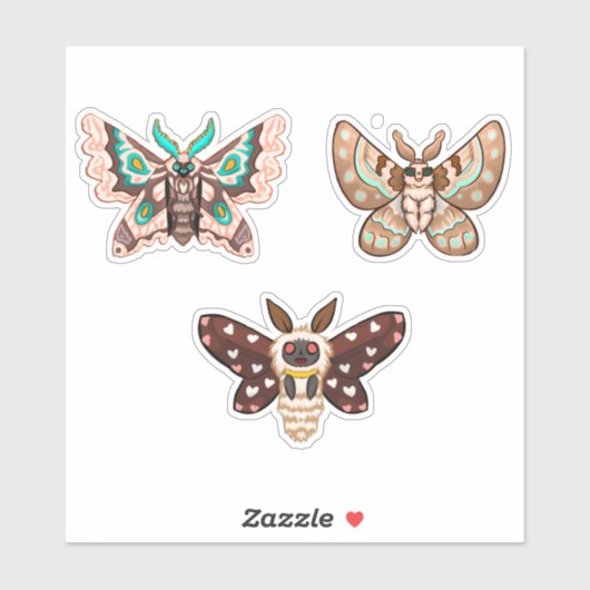 Cute Kawaii Chibi Moths Sticker (Vel)