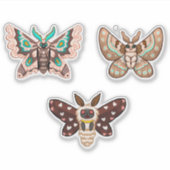 Cute Kawaii Chibi Moths Sticker (Voorkant)