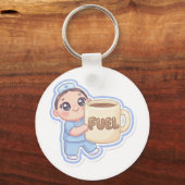 Cute Kawaii Chibi Nurse Giant Coffee Fuel  Sleutelhanger (Voorkant)