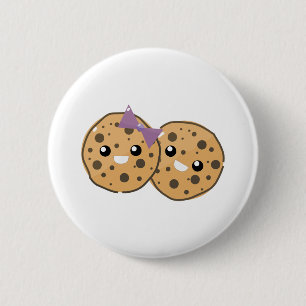 Cute Kawaii Chocolate Chip Cookie Couple Ronde Button 5,7 Cm