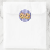 Cute Kawaii Chocolate Chip Cookie Couple Ronde Sticker (Tas)