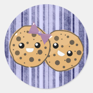 Cute Kawaii Chocolate Chip Cookie Couple Ronde Sticker