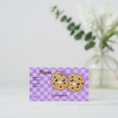 Cute Kawaii Chocolate Chip Cookie Couple Visitekaartje (Staand voorkant)