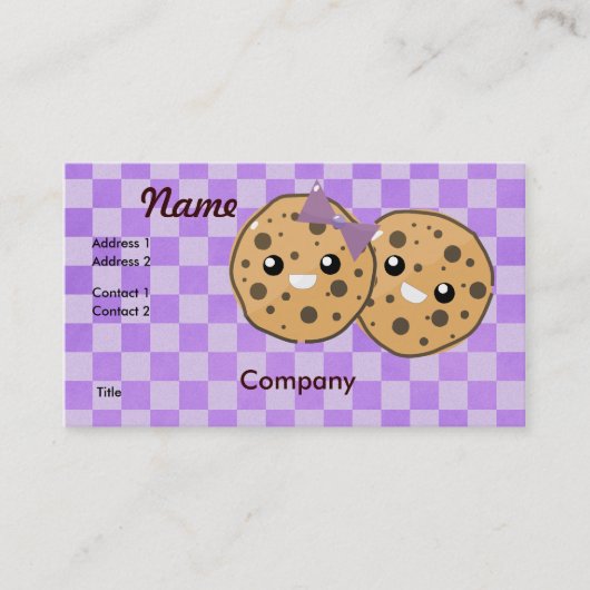 Cute Kawaii Chocolate Chip Cookie Couple Visitekaartje (Voorkant)