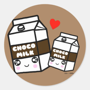 Cute Kawaii Chocolate Milk Dairy Foodie BFF Love Ronde Sticker