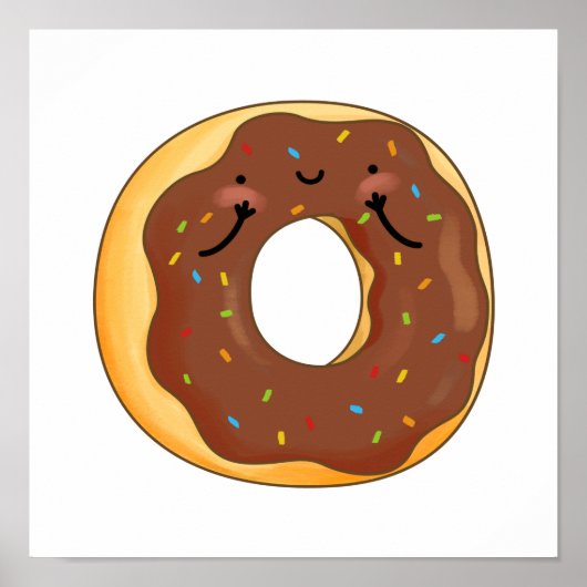 Cute Kawaii Chocoloate Donut Poster (Voorkant)