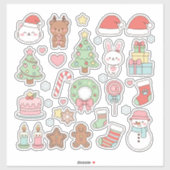 Cute Kawaii Christmas Collection: Pastel Animals Sticker (Vel)