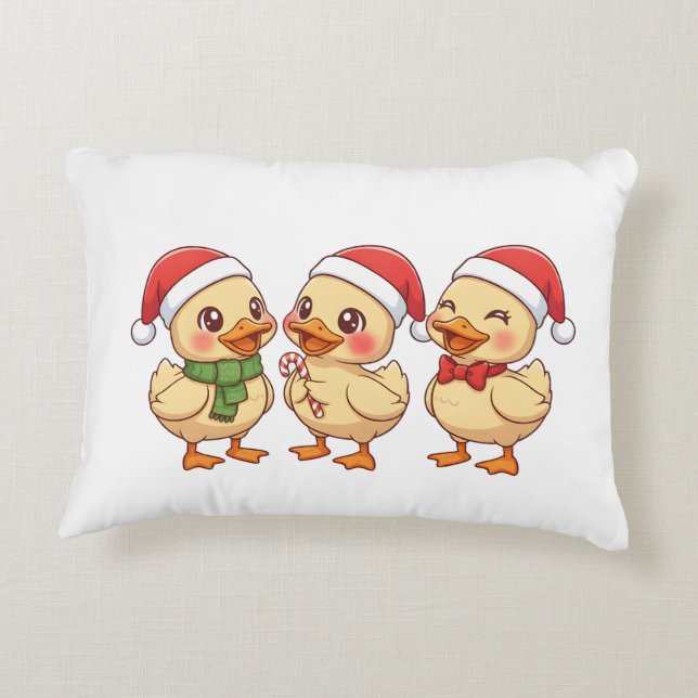 Cute Kawaii Christmas Ducks | Festive Holiday  Accent Kussen (Achterkant)