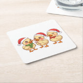 Cute Kawaii Christmas Ducks | Festive Holiday  Kartonnen Onderzetters (Schuin)