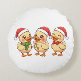 Cute Kawaii Christmas Ducks | Festive Holiday  Rond Kussen