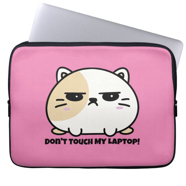 Cute Kawaii Chubby Angry Mochi Cat Laptop Sleeve (Voorkant)
