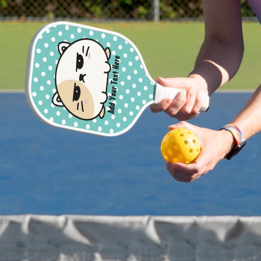 Cute Kawaii Chubby Angry Mochi Cat Pickleball Paddle (Insitu)