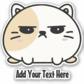 Cute Kawaii Chubby Angry Mochi Cat Sticker (Voorkant)