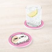 Cute Kawaii Chubby Angry Mochi Cat Zandsteen Onderzetter (Zijkant)