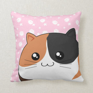 Cute Kawaii chubby calico kitty cat Kussen