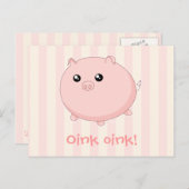 Cute Kawaii chubby roze varken Briefkaart (Voorkant / Achterkant)