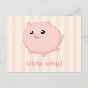 Cute Kawaii chubby roze varken Briefkaart