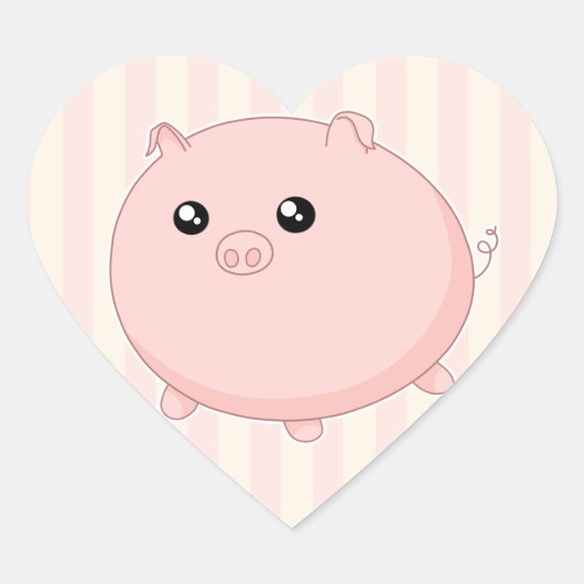 Cute Kawaii chubby roze varken Hart Sticker (Voorkant)