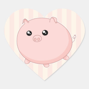 Cute Kawaii chubby roze varken Hart Sticker