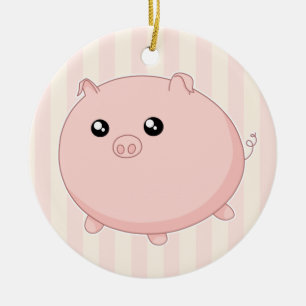 Cute Kawaii chubby roze varken Keramisch Ornament