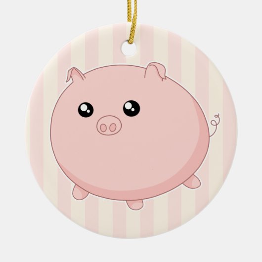 Cute Kawaii chubby roze varken Keramisch Ornament (Voorkant)