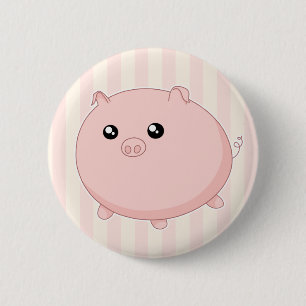 Cute Kawaii chubby roze varken Ronde Button 5,7 Cm