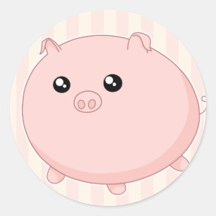 Cute Kawaii chubby roze varken Ronde Sticker