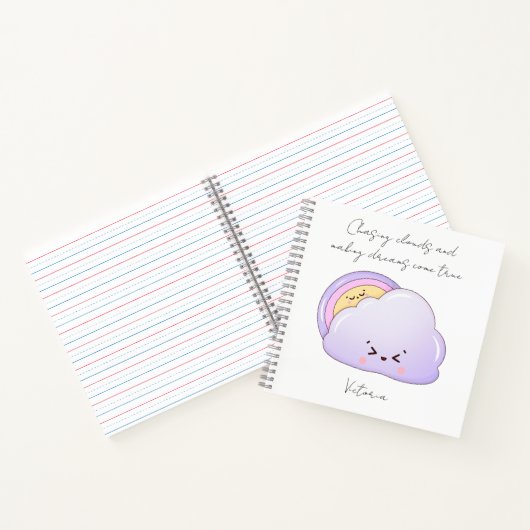 Cute Kawaii Cloud en Rainbow Notitieboek (Binnen)