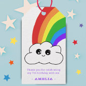 Cute Kawaii Cloud Rainbow Birthday Hartelijk dank Cadeaulabel