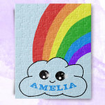 Cute Kawaii Cloud Rainbow Drawing Children's Legpuzzel<br><div class="desc">Cute Kawaii Cloud Rainbow Drawing Children's jigzaag puzzle. Voeg jouw naam toe of verwijder het.</div>