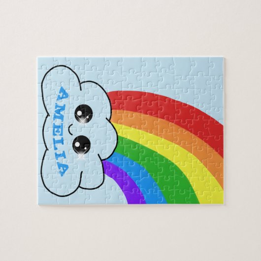 Cute Kawaii Cloud Rainbow Drawing Children's Legpuzzel (Horizontaal)