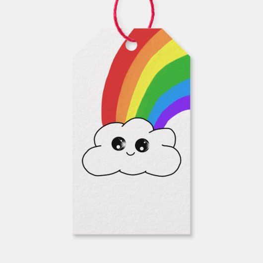 Cute Kawaii Cloud Rainbow Kind Birthday Dank u Cadeaulabel (Achterkant)