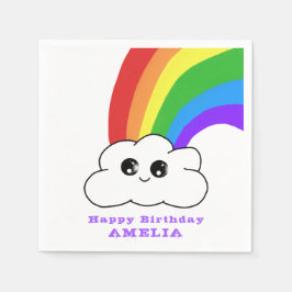 Cute Kawaii Cloud Rainbow Kind Birthday Party Servet