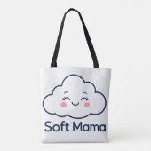 Cute Kawaii Cloud "Soft Mama" Logo Ontwerp Tote Bag (Achterkant)