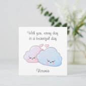 Cute Kawaii Clouds Feestdagenkaart (Staand voorkant)