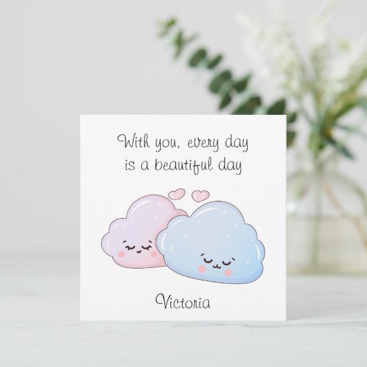 Cute Kawaii Clouds Feestdagenkaart (Staand voorkant)