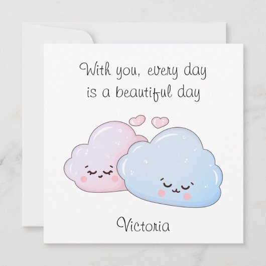 Cute Kawaii Clouds Feestdagenkaart (Voorkant)