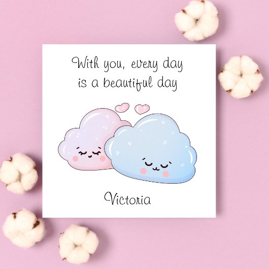 Cute Kawaii Clouds Feestdagenkaart