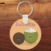 Cute kawaii coconut cartoon sleutelhanger (Voorkant)