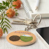Cute kawaii coconut cartoon sleutelhanger (Zijkant)