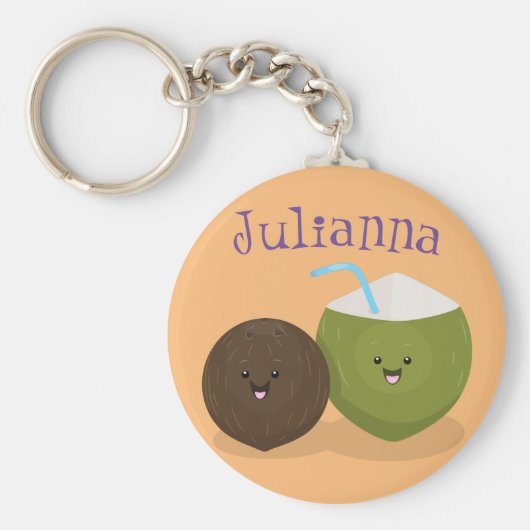 Cute kawaii coconut cartoon sleutelhanger (Voorkant)