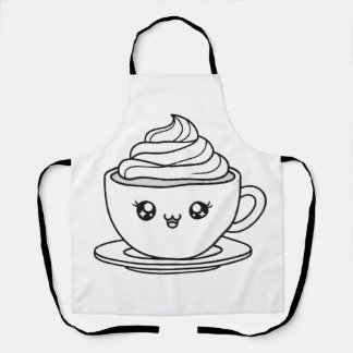 Cute Kawaii Coffee Cup Illustration Schort