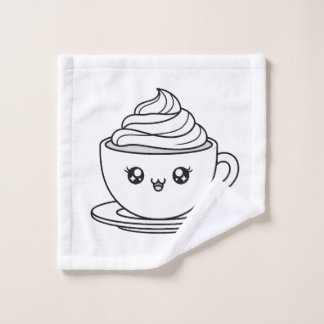 Cute Kawaii Coffee Cup Illustration Washandje