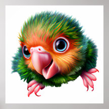 Cute Kawaii Colorful Baby Parrot