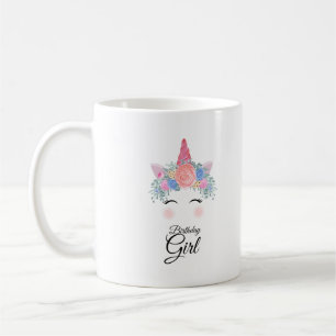 Cute Kawaii Colorful Rainbow Unicorn Birthday Girl Koffiemok