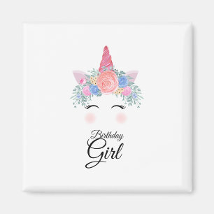 Cute Kawaii Colorful Rainbow Unicorn Birthday Girl Magneet