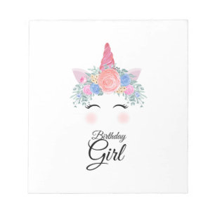 Cute Kawaii Colorful Rainbow Unicorn Birthday Girl Notitieblok