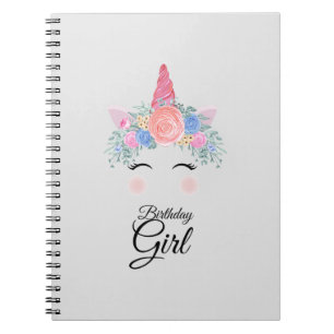 Cute Kawaii Colorful Rainbow Unicorn Birthday Girl Notitieboek